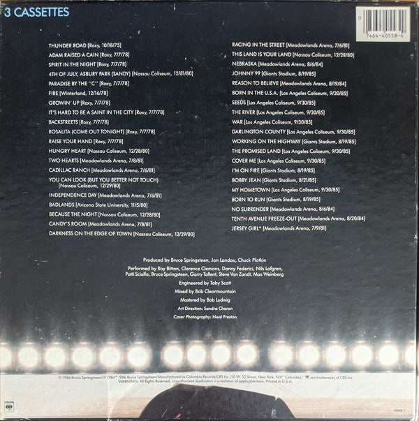 Bruce Springsteen & The E-Street Band : Live/1975-85 (Box + 3xCass, Album, Tex)