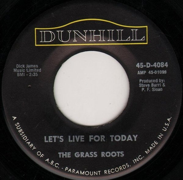 The Grass Roots : Let's Live For Today (7", Single)