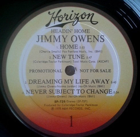 Jimmy Owens : Headin' Home (LP, Album, Promo)