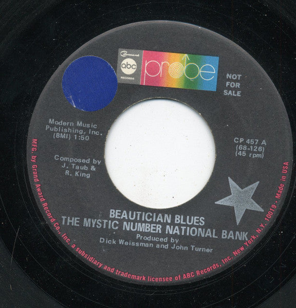 Mystic Number National Bank : Beautician Blues / St. James Infirmary (7", Promo)