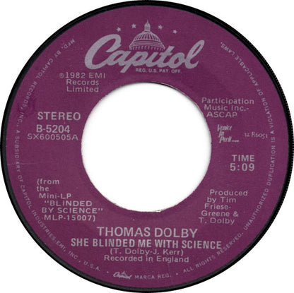 Thomas Dolby : She Blinded Me With Science / Flying North (7", Win)