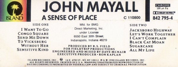 John Mayall & The Bluesbreakers : A Sense Of Place (Cass, Album, Club)