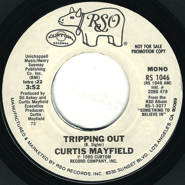 Curtis Mayfield : Tripping Out (7", Promo, Styrene, 73)