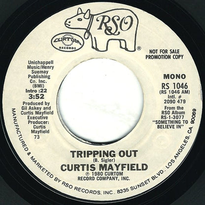 Curtis Mayfield : Tripping Out (7", Promo, Styrene, 73)