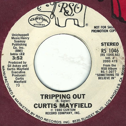 Curtis Mayfield : Tripping Out (7", Promo, Styrene, 73)