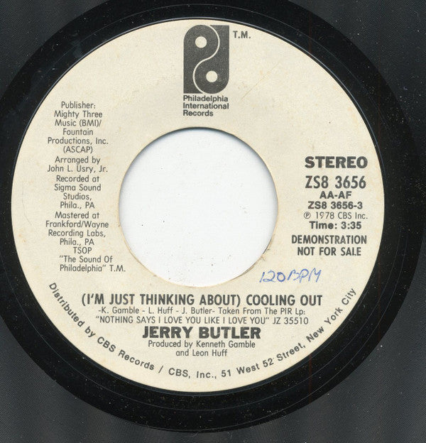 Jerry Butler : (I'm Just Thinking About) Cooling Out (7", Promo, Styrene)