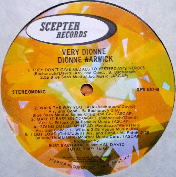 Dionne Warwick : Very Dionne (LP, Album, Club, RE, Pre)