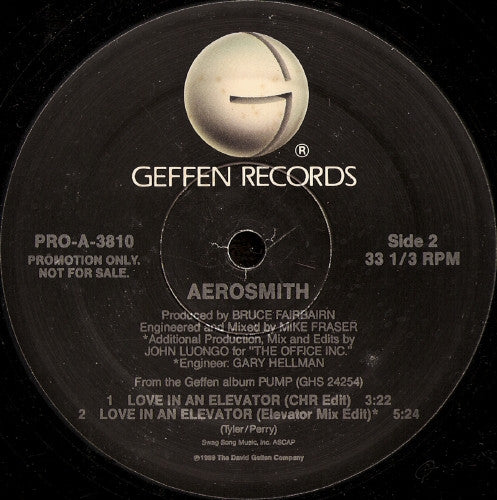 Aerosmith : Love In An Elevator (12", Promo)