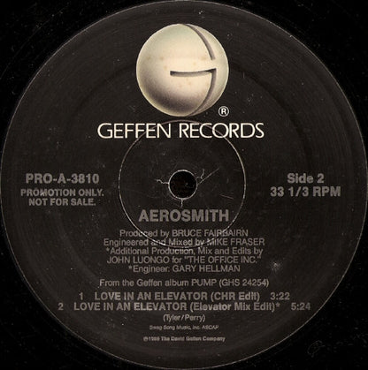 Aerosmith : Love In An Elevator (12", Promo)