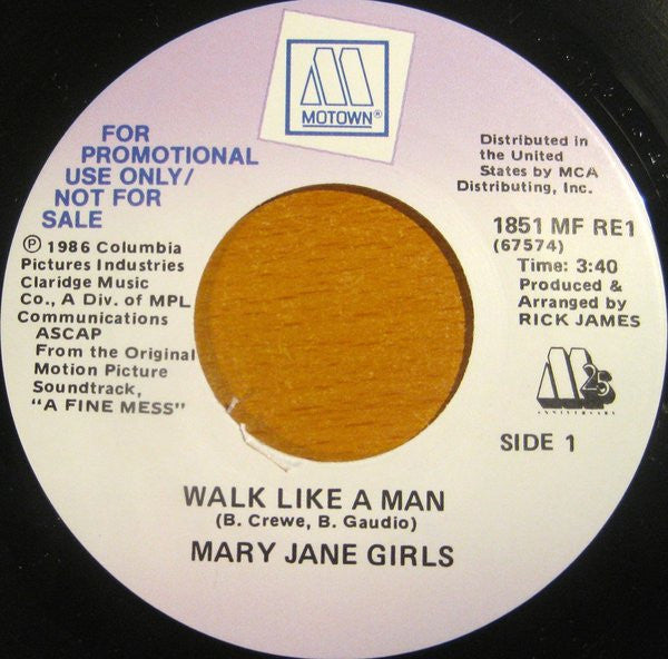 Mary Jane Girls : Walk Like A Man (7", Single, Promo)
