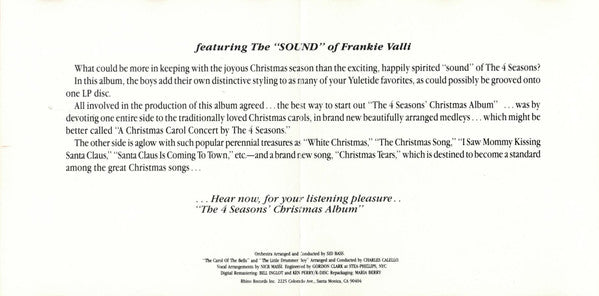 The 4 Seasons* : The 4 Seasons' Christmas Album (CD, Album, RE)