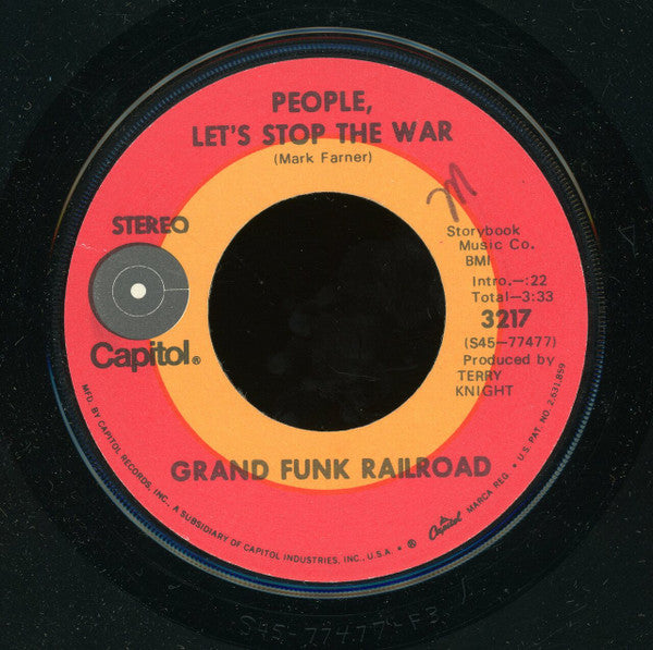 Grand Funk Railroad : People Let's Stop The War (7", Win)