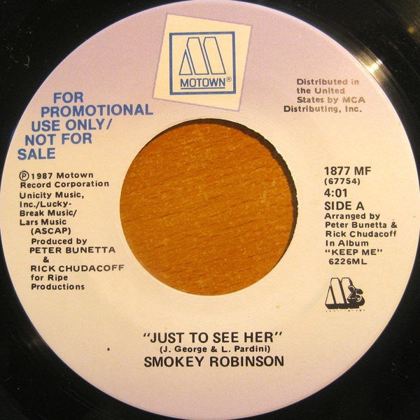 Smokey Robinson : Just To See Her (7", Single, Promo)