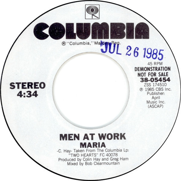 Men At Work : Maria (7", Single, Promo, Styrene)
