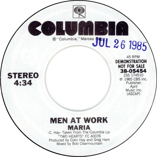 Men At Work : Maria (7", Single, Promo, Styrene)