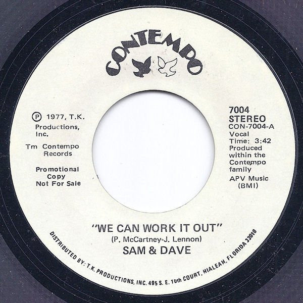 Sam & Dave : We Can Work It Out (7", Promo, Styrene)