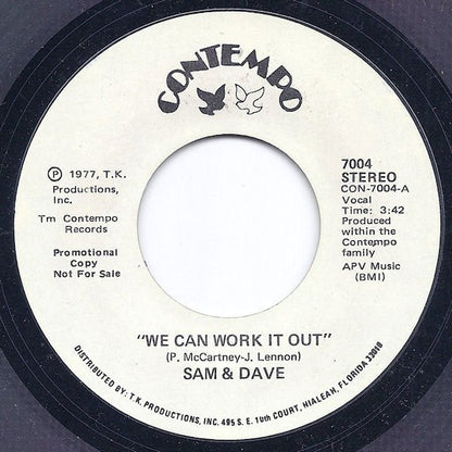 Sam & Dave : We Can Work It Out (7", Promo, Styrene)