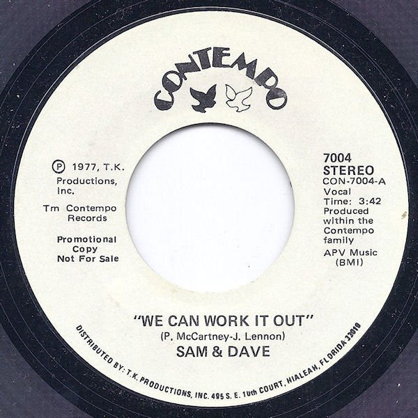 Sam & Dave : We Can Work It Out (7", Promo, Styrene)