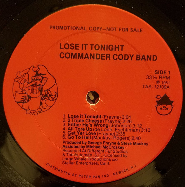 Commander Cody Band : Lose It Tonight (LP, Promo)