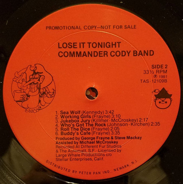 Commander Cody Band : Lose It Tonight (LP, Promo)