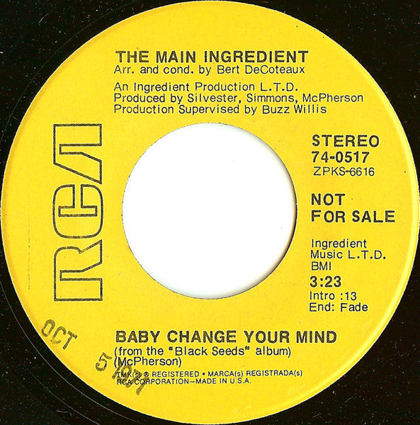 The Main Ingredient : Black Seeds Keep On Growing (7", Single, Promo)