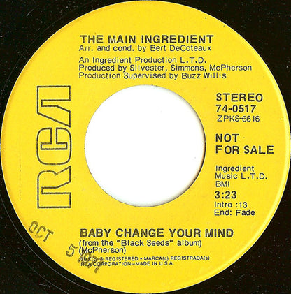 The Main Ingredient : Black Seeds Keep On Growing (7", Single, Promo)