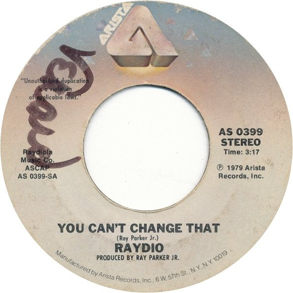 Raydio : You Can't Change That (7", Single, Ter)
