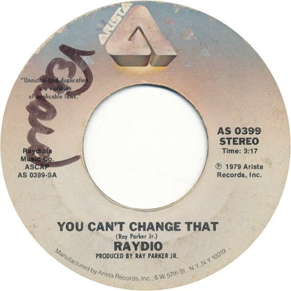Raydio : You Can't Change That (7", Single, Ter)