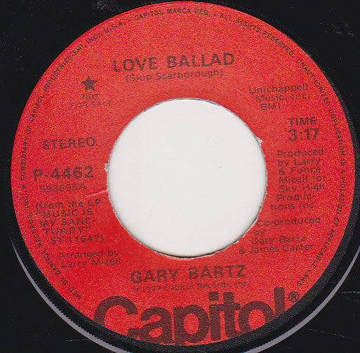 Gary Bartz : Love Ballad (7", Promo)