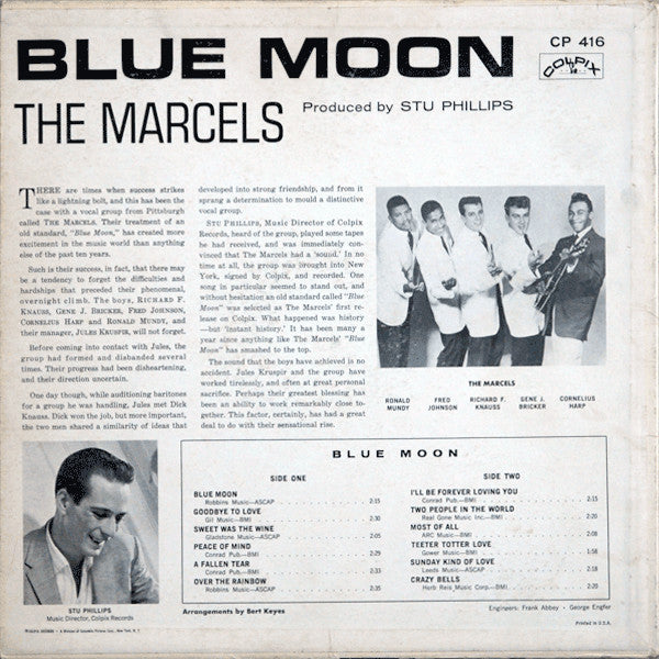 The Marcels : Blue Moon (LP, Album, Mono, RP, Mon)