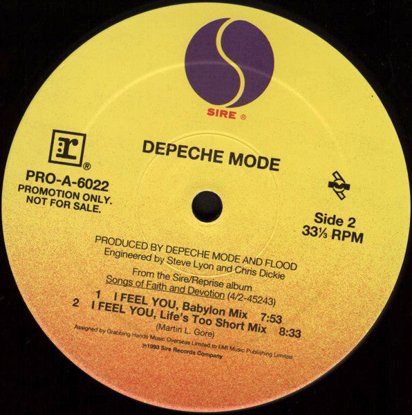 Depeche Mode : I Feel You (12", Promo)