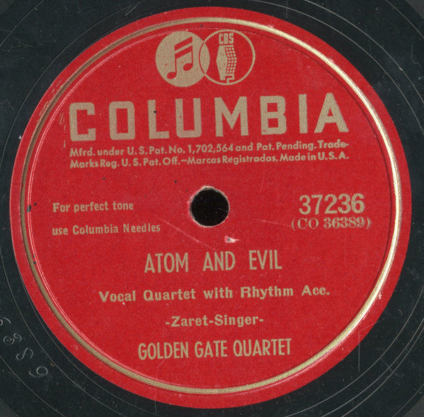 The Golden Gate Quartet : Shadrack / Atom And Evil (Shellac, 10")