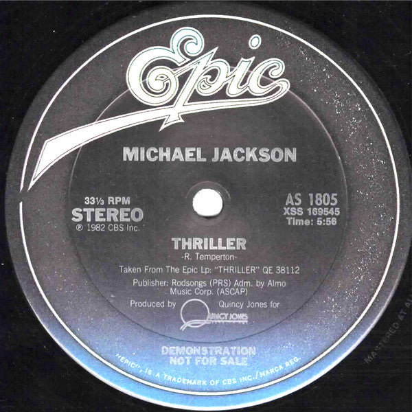 Michael Jackson : Thriller (12", Promo)