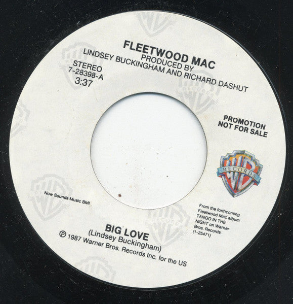 Fleetwood Mac : Big Love (7", Single, Promo, Styrene)