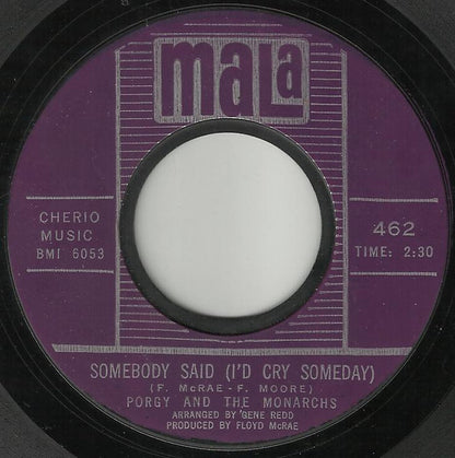 Porgy & The Monarchs : Stay / Somebody Said (I'd Cry Someday) (7", Single, Sty)