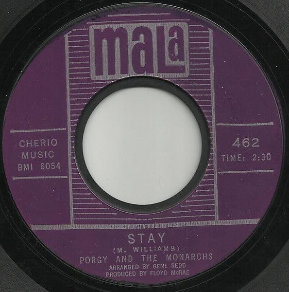 Porgy & The Monarchs : Stay / Somebody Said (I'd Cry Someday) (7", Single, Sty)