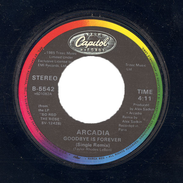 Arcadia (3) : Goodbye Is Forever (7", Single)