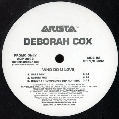 Deborah Cox : Who Do U Love (12", Promo)