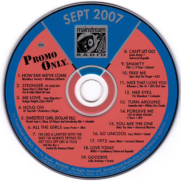 Various : Promo Only Mainstream Radio: September 07 (CD, Comp, Promo)