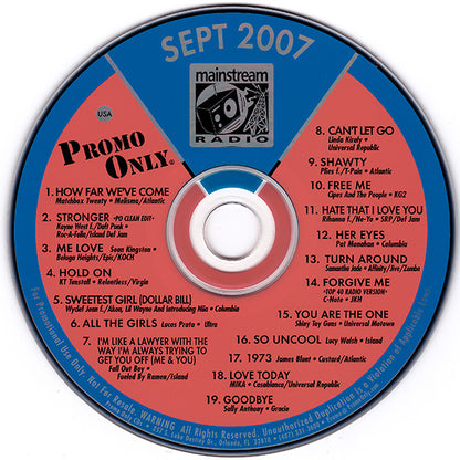 Various : Promo Only Mainstream Radio: September 07 (CD, Comp, Promo)