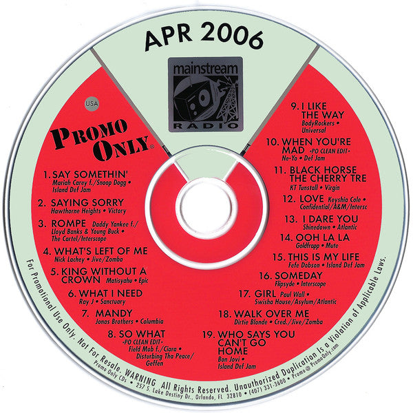 Various : Promo Only Mainstream Radio: April 06 (CD, Comp, Promo)