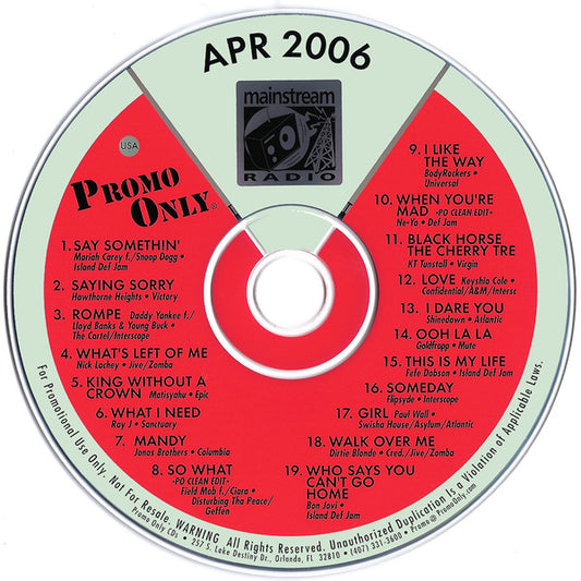 Various : Promo Only Mainstream Radio: April 06 (CD, Comp, Promo)