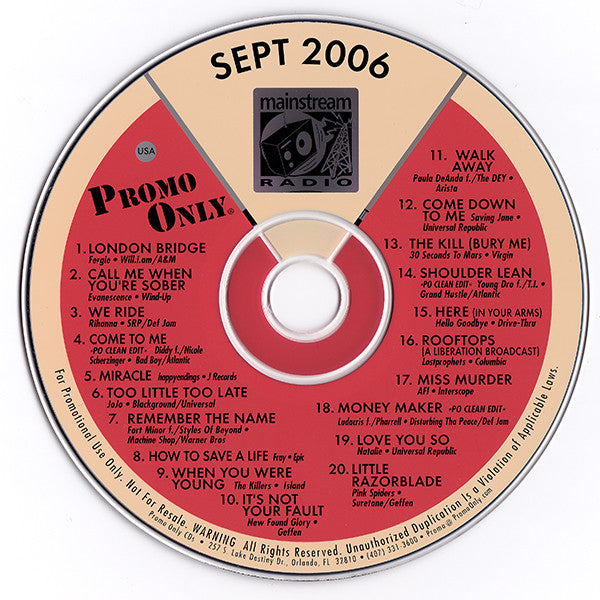 Various : Promo Only Mainstream Radio: September 06 (CD, Comp, Promo)