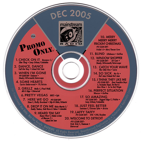 Various : Promo Only Mainstream Radio: December 05 (CD, Comp, Promo)