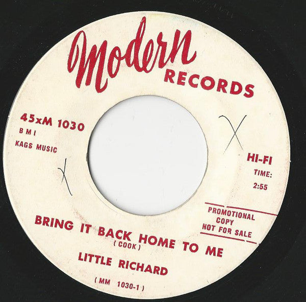 Little Richard : Bring It Back Home To Me (7", Single, Promo)