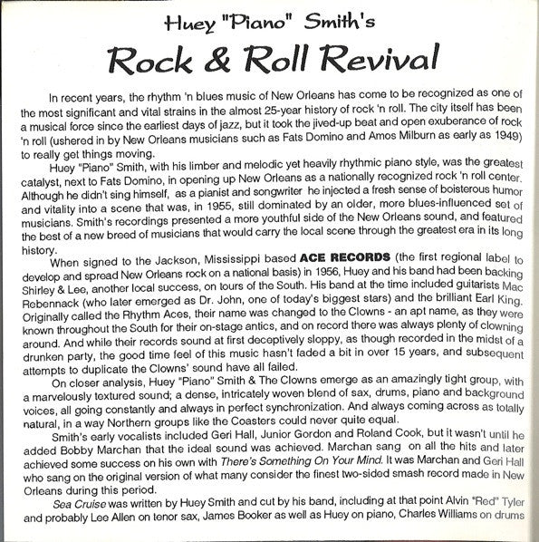 Huey "Piano" Smith : Huey "Piano" Smith's Rock & Roll Revival! (CD, Comp)