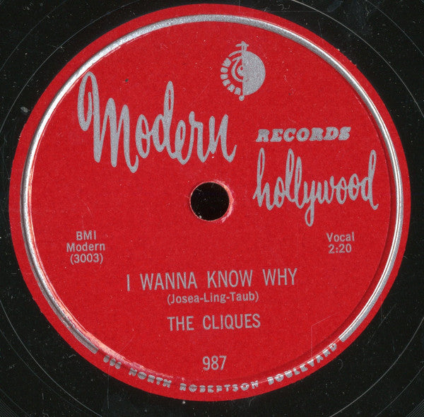 The Cliques : The Girl In My Dreams / I Wanna Know Why (Shellac, 10")