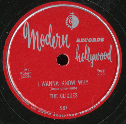 The Cliques : The Girl In My Dreams / I Wanna Know Why (Shellac, 10")