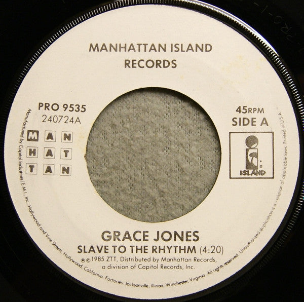 Grace Jones : Slave To The Rhythm (7", Single, Promo)