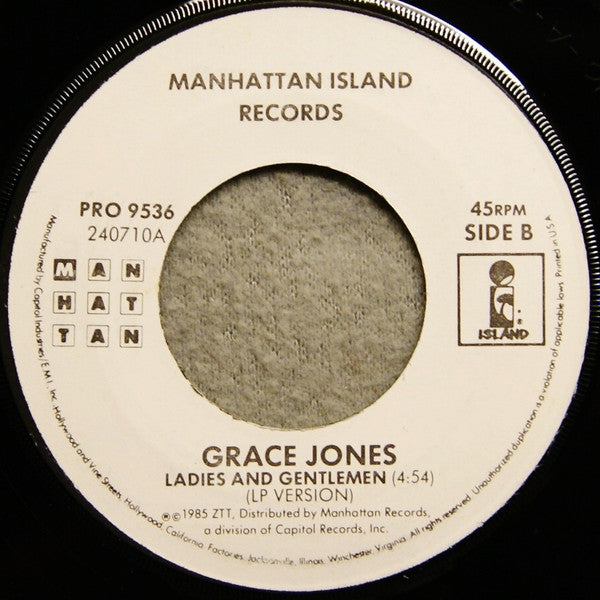 Grace Jones : Slave To The Rhythm (7", Single, Promo)